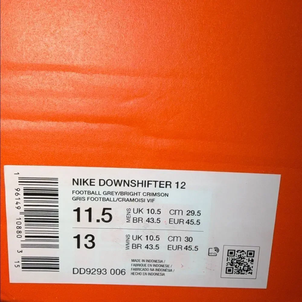 Nike Downshifter 12 Grey Crimson DD9293-006 Men’s Size 11.5
